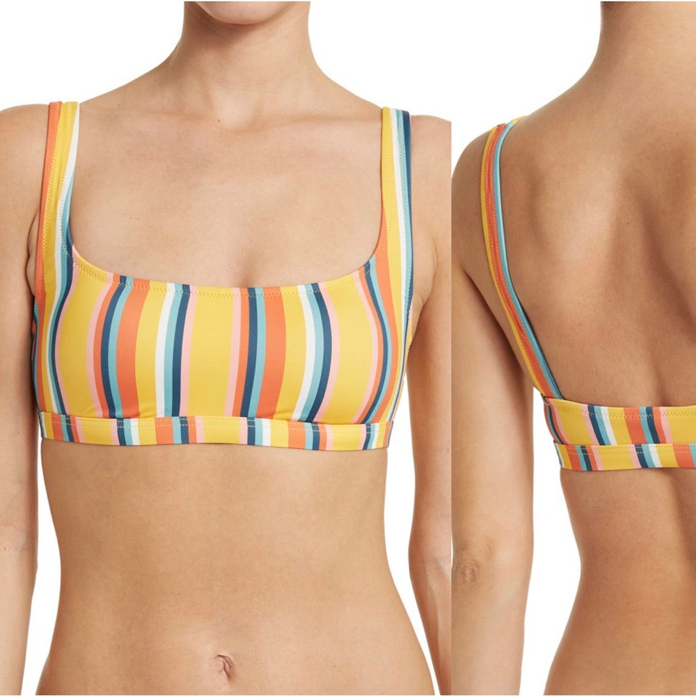 Madewell Second Wave Almeria Stripe Balconette Bikini Top 💛🧡🤎💙🤍